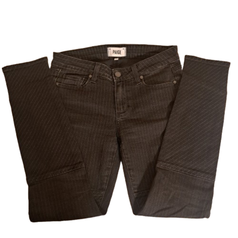 Paige Pinstripe Black Denim Jeans